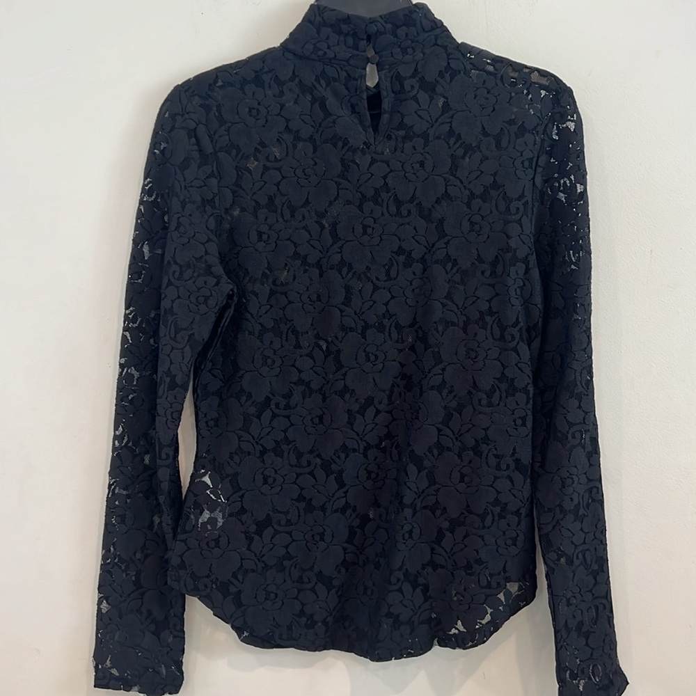 French Connection Women’s Lace, Black, Long Sleeve Blouse. Size L NWOT - Picture 4 of 7